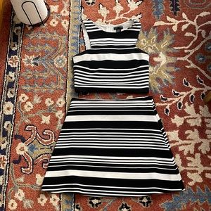 Aqua Two Piece Dress Set Striped